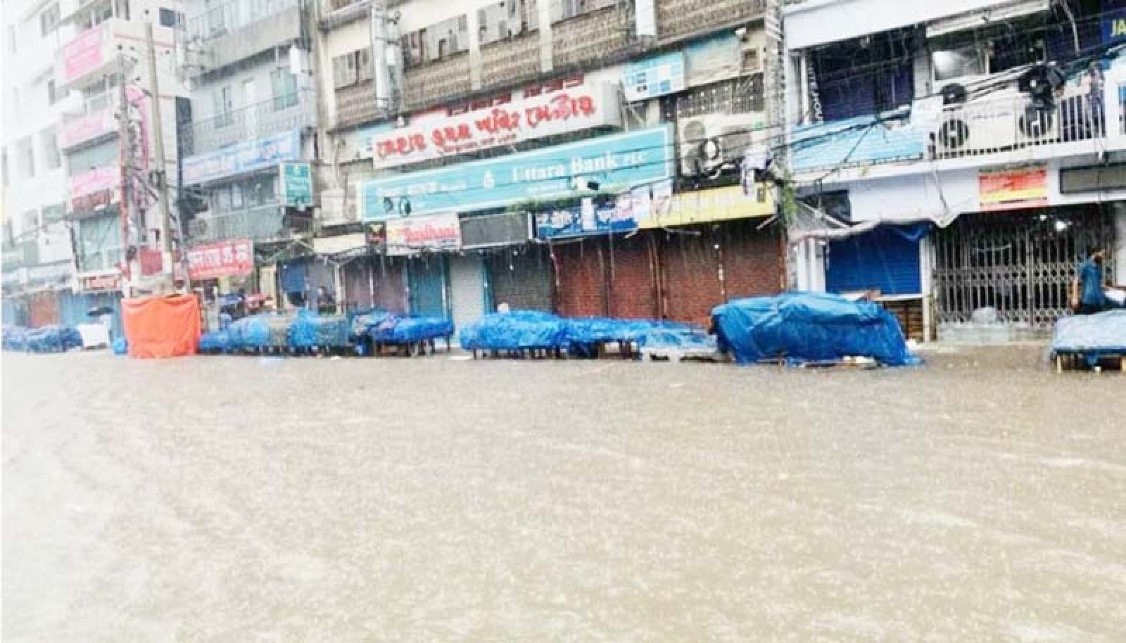 টানা ভারী বৃষ্টিতে ডুবল নিউমার্কেট, বিপাকে নিম্নআয়ের মানুষ