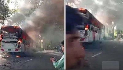 চলন্ত বাসে ভয়াবহ অগ্নিকাণ্ড, নিহত ১