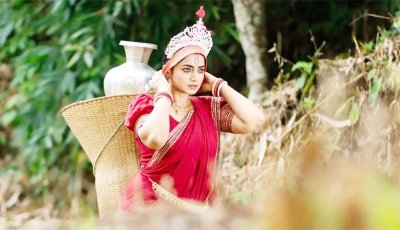 দেবী দুর্গার প্রতীকী রূপ ধারণ করে  ভক্তদের চমকে দিলেন, ছড়ালেন মুগ্ধতা